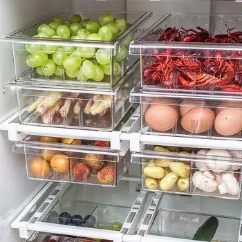 PET Šaldytuvas Skaidrus talpinimo Vaisių Ir Augalinio Maisto Stačiakampio formos Daržovių ir Namų Virtuvės Išsaugoti Stalčių