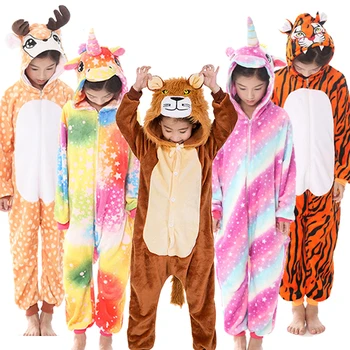 Kigurumi Vaikų Pižama Vienaragis Gyvūnų Panda Liūtas Onesie Vaikams Drabužių Rinkinį Žiemos Pižamos Vaikams Kūdikis Sleepwear Berniukų, Mergaičių