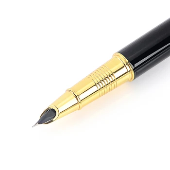 Jinhao Prekės Labai geras Fontanas Pen 0.38 mm Finansų Patarimas Iraurita Aukso Įrašą Metalo Matinė Juoda Rašymo, Rašikliai Office Mokykla