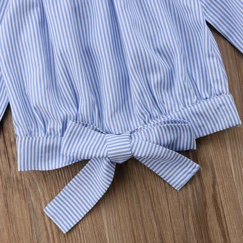 Nauja Vaikiška Vaikas, Kūdikis, Vaikas, Mergaitė Juostele Raukiniai Off-Pečių marškinėliai Topai Plicated ilgomis Rankovėmis Drabužius 3-10T