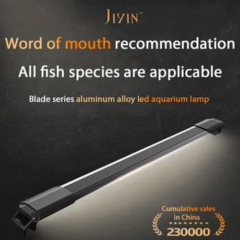 JIYIN Ultra plonas akvariumo apšvietimo LED lempa, akvariumo lempos vandeniui nardymo tinka mažų akvariumų laikiklis gyvis 8-46cm