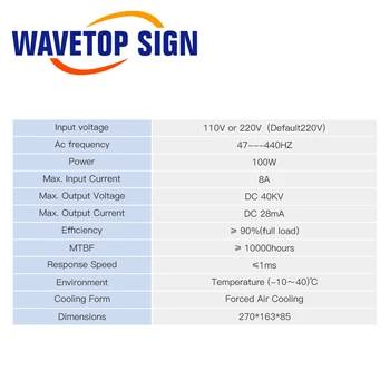 WaveTopSign HY-DY13 100W Co2 Lazerio Maitinimo PAMI Z2/W2/S2 CO2 Lazerio Vamzdelio Graviravimas ir Pjovimo Staklės KS Serija