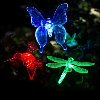 Saulės šviesos lauke LED drugelis dragonfly skraidančiu paukščiu LED sodo parko kraštovaizdžio vejos šalies kiemas, terasa, apdaila, lempos