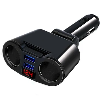 SOONHUA Automobilinis Įkroviklis Dual USB Įkroviklius 2-Way Automobilio Cigarečių Degiklio Lizdo Adapteris, Splitter Įkroviklis DC 5V 3.1