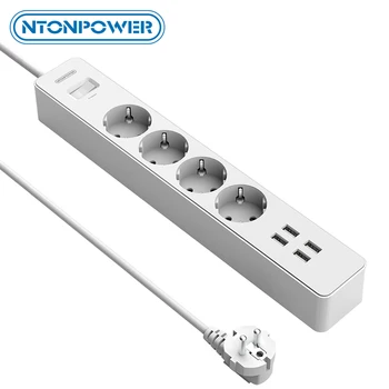 NTONPOWER Smart USB Power Strip ES Kištukas 4 Lizdo 4 Port USB Įkroviklis - 1,5 M Kabelis Elektroninių Lizdas Home Office Surge Protector