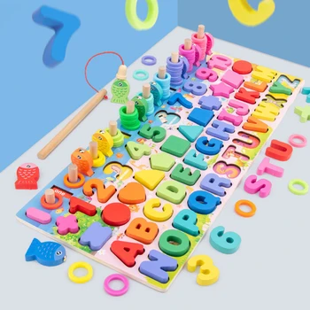 Montessori Ugdymo Mediniai Žaislai Numeris Formos Žvejybos Logaritminis Valdybos Spalvinga Intelektinės Švietimo Žaislas Žaislas, Vaikų Žaidimų