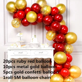36pcs ruby metalo, latekso balionas grandinės vestuvių dekoravimas aukso vainikas konfeti gėlių china balionas gimtadienio prekes