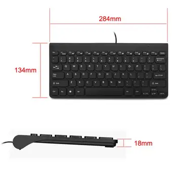 Vielos Klaviatūra Ultra-Plonas Tylus Mažo Dydžio, 78 Klavišai Mini Multimedia Keyboard Usb Nešiojamas Kompiuteris 