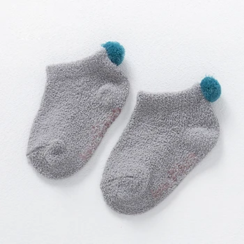Rudenį, žiemą mielas berniukų, mergaičių kambario kojinių polar fleece storos kojinės anti-slip šiltas vaikams, kūdikiams, kūdikių sox su kamuolys 0-4 M.