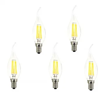 Lámparas Bombillas de Filamento Lama LED C35 E14 4W Iluminación Blanco Cálido 2700K Diametro 35 MM Equivalencia 40W Pack de 4
