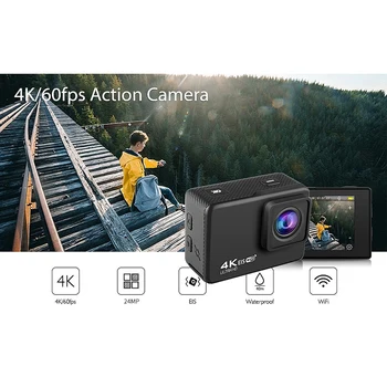 Naujas UHD WiFi EIS Veiksmo Kamera su Chip 4K/60Fps EIS po vandeniu 30M Šalmas Vaizdo Įrašymo Kameros, Cam Sportas