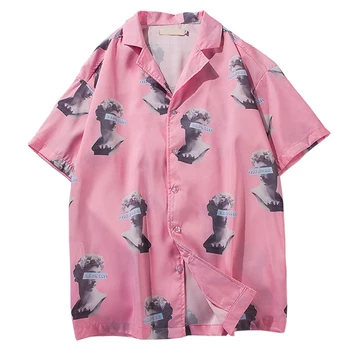 Vyrų drabužiai 2019 Visą Spausdinti Turn-žemyn Apykaklės trumpas rankovės marškinėliai vyrams, moterims japonijos streetwear havajų harajuku marškinėliai