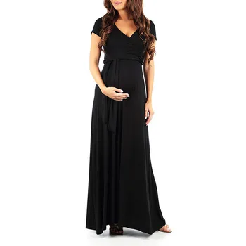 Trumpas Rankovės Motinystės suknelė Paprasto Nėščioms Drabužius Suknelė drabužių moterims Motinystės Spausdinimo Ilgai nėščia Suknelė raudona juoda