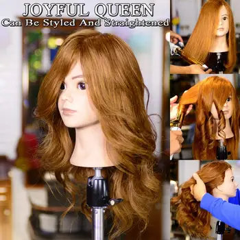 Realus žmogaus plaukų moterų stiliaus manekenas mokymo vadovas manekeno lėlės manikin galva su 16 colių ilgio žmonių plaukų