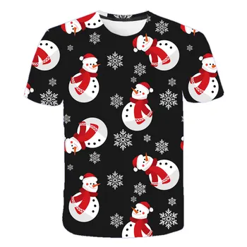 Vaikai marškinėlius 4-14 Y katė Santa Claus Linksmų Kalėdų Elnių Kalėdų eglutė 3d print T-marškinėliai berniukams, Mergaitėms trumpomis Rankovėmis Tee