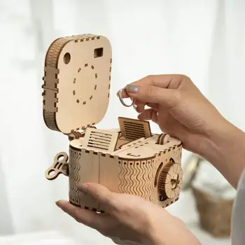 Robotime ROKR 3D Medinė Dėlionė talpinimo Slaptažodį Lobis Langelyje Modelio Kūrimo Rinkinys, Žaislai Vaikams LK502 Lašas Laivybos