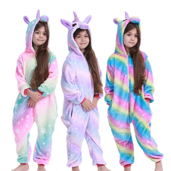 Kigurumi Vaikai, Kūdikis Sleepwear Vienaragis Panda Pajama Big Mergaitės Berniukai Triušis Onesies Licorne Homwear Gyvūnų Pižamos Vaikams Drabužių