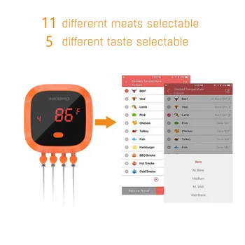 Inkbird IBT-4XC GRILIS Termometras Oranžinės Spalvos Skaitmeninis Gaminimo mėsa ir Mėsos produktai Orkaitės Kepimo Termometras Su Laikmačio PROGRAMĄ ir USB Įkraunama