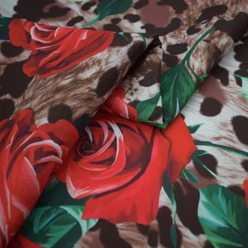 2019 Leopard rose skaitmeninis spausdinimas žakardo audinio suknelė kailis telas tecido tissus as metrų tissu shabby chic tecidos tela