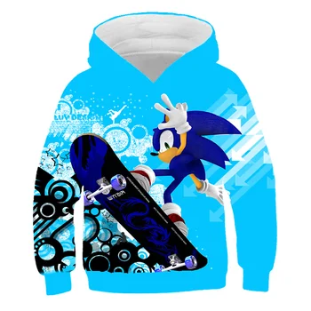 Super Sonic 3d Hoodies Vaikų užtrauktukas chalatą ilgomis Rankovėmis Megztinis Animacinių filmų Palaidinukė Tracksuit Gobtuvu/kelnes/šeimos t shirts
