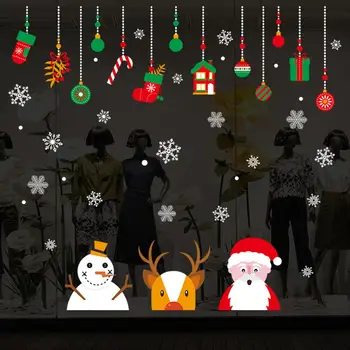 Kalėdų Sniego, Kalėdų Senelio Elnių Galvos Snaigės Modelio lipnios Kambarį Miegamojo Sienos Lipdukas Sienos Menas Namų Dekoro
