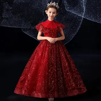 Vaikams, Elegantiškas, Gražus Saldus Suknelė Gimtadienio Vakarėlio Princesė Suknelė Prabanga Priimančiosios Fortepijonas Blizgučiais Suknelė Mergaitėms Vestidos L02