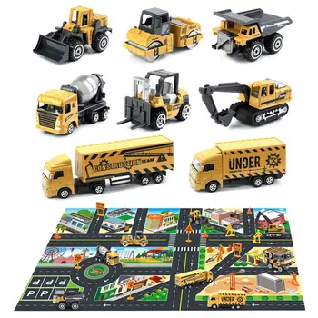 8Pcs Mini Statybos Sunkvežimių Automobilių Modeliai Kelio Ženklą Miesto Žemėlapyje Kilimas Vaikams, Žaislas, Nustatyti Žvalgybos Plėtoti Žaislas