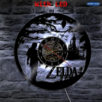 Legend of Zelda Rankų darbo LED Vinilo Laikrodis Šviesos Spalva Pakeisti LP Sienų apšvietimo Nuotolinio Valdymo Apšvietimo Kietas Kambarį Dovana