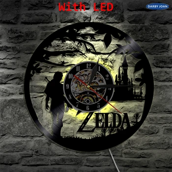 Legend of Zelda Rankų darbo LED Vinilo Laikrodis Šviesos Spalva Pakeisti LP Sienų apšvietimo Nuotolinio Valdymo Apšvietimo Kietas Kambarį Dovana