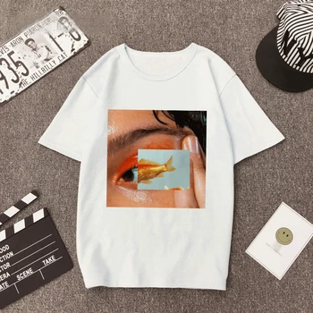 Harajuku Marškinėlius Nuotrauką T-Shirt Moterims, Viršuje Kawaii Spausdinimo Serijos trumparankoviai Baltos spalvos Marškinėlius Streetwear Negabaritinių Viršuje Tee Drabužiai