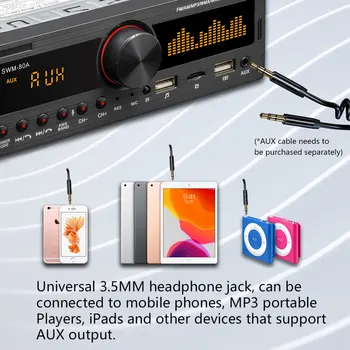 1Din In-Dash Automobilio Radijo Car Stereo MP3 Grotuvas, Bluetooth, FM AM Automobilio Radijo Garso Muzika MP3 Grotuvas 12V USB/SD/AUX-IN