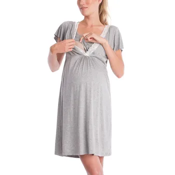 Vasaros Motinystės Slaugos Suknelė Moterų V-kaklo, Kietas Drabužius Nėščioms Suknelė trumpomis Rankovėmis Krūtimi Drabužių Nėštumo Suknelė