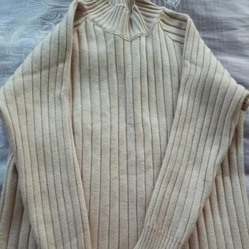 Rudenį, Žiemą Megzti Megztinis ilgomis rankovėmis Puloveriai Moterų Megztinis Megztinis Traukti Femme Golfo korėjos Mezgimo Dryžuota mėlyna