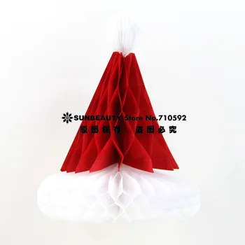 3pcs/set Retro Kalėdos Popieriaus Korio Dekoracijos (Santa Hat,Snaigės Popieriaus Ventiliatorius, Medaus Medis) Šventės Dekoras
