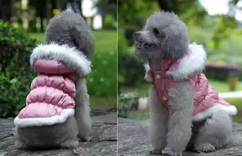 Naujas stilius pet striukė mielas šunelis žiemą šiltas kailis šunų drabužius pet drabužiai, šunų žemyn kailio pet gobtuvu šuo hoodies Skrybėlę nuimamas