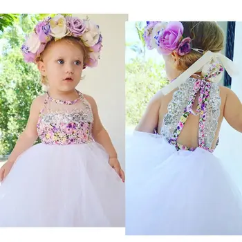 Pudcoco Bamblys Baby Vaikų Mergaičių Mielas Šalies Tutu Suknelė Tiulio Nėrinių Sudurti Mini Suknelės Vasaros Princesė Suknelė