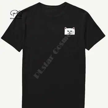 Vyriški Marškinėliai Mados Prekės ženklo Naujų kišenėje katė Animacinių filmų print t-marškinėliai, vyriški marškinėliai Hip-hop viršūnes juokinga Harajuku tees Stilius-2
