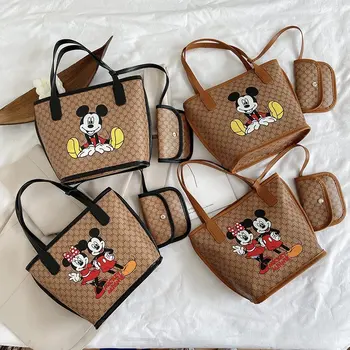 Naujas Disney Mickey Mouse Mados Tendencija rankinės Moteris, Atsitiktinis Pirkinių krepšys mickey Minnie Nešiojamų Animacinių filmų pu krepšys ponios grandinės, krepšiai