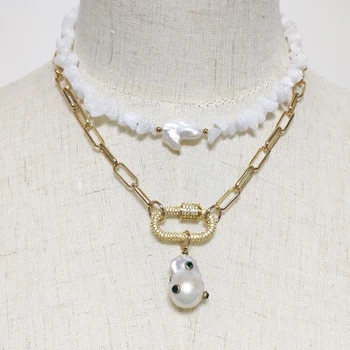 Kūrybinis dizainas lady žavesio karoliai pakabukas baroko gamtos perlas mados susukti grandinės papuošalai rankų darbo partijos tendencija priedai