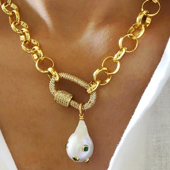 Kūrybinis dizainas lady žavesio karoliai pakabukas baroko gamtos perlas mados susukti grandinės papuošalai rankų darbo partijos tendencija priedai