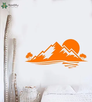 YOYOYU Sienos Lipdukas Kalnų Saulėlydžio Modelis Sienų Lipdukai Palmių Dailės Freskos Namų Interjero Langų Dekoras Nuimamas Projekto 