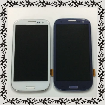 Samsung Galaxy S III S3 LCD I9300 I9300i I9301 I9301i LCD Ekranas + Touch Ekranas skaitmeninis keitiklis Stiklo komplektuojami su Rėmo