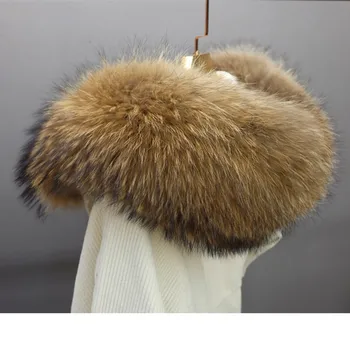 Prabanga meškėnas kailių autentiški žiemą šiltas šalikas šiltas šalikas oda, vilnos šalikas kailio apykakle moterų žiemos paltai kailio šalikas L17