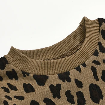 Pavasario Bamblys Baby Girl 12M-5T Vaikas Leopard Megztinis Viršūnes + Žievės Mini Sijonas, Suknelė Przybornik Mados Nustatyti Drabužių