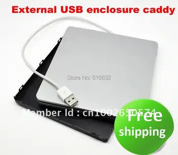 SIDABRO BALTOS spalvos Super Išorinio USB talpyklos caddy atveju MacBook 9.5 mm 12,7 mm SATA superdrive