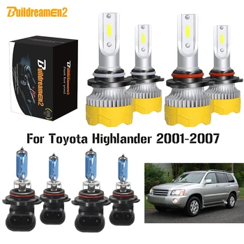 Buildreamen2 4 X Automobilių Žibintų Aukšto artimąsias Halogeninės LED Žibintai Lemputės Toyota Highlander 2001 2002 2003 2004 2005 2006 2007