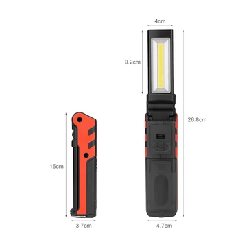 Galingas, Sulankstomas LED Žibintuvėlis Kabinti Kablys Magnetinio COB Darbo Lemputė USB Įkrovimo 4000mAh 18650 LED Žibintuvėlis Tikrinimo Lempą
