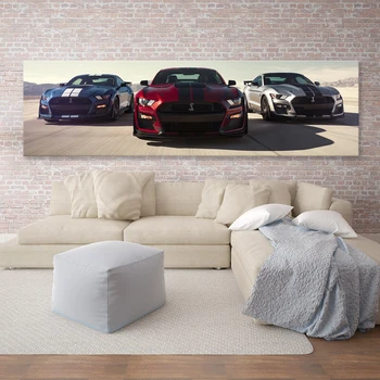 Sienos paveiksl automobilių Sporto Drobės HD Spausdinimo 1 Skydelio Reklama Prabangūs Automobiliai Ford Mustang Shelby Gt500 Namų Dekoro Tapyba Kambarį