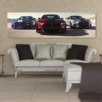 Sienos paveiksl automobilių Sporto Drobės HD Spausdinimo 1 Skydelio Reklama Prabangūs Automobiliai Ford Mustang Shelby Gt500 Namų Dekoro Tapyba Kambarį