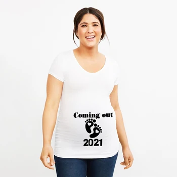 1pc Kūdikis Ateina 2021 Anouncement Šeimos Marškinėlius Kūdikiams Nauja Mama, Tėtis Tshirts Netrukus Preganant Viršūnes Tshirts Mados